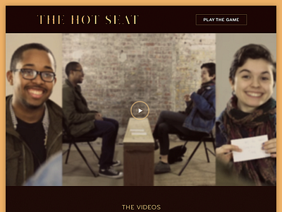 The Hot Seat Website WIP branding dark footer gallery game gold homepage ipad video gallery video player website