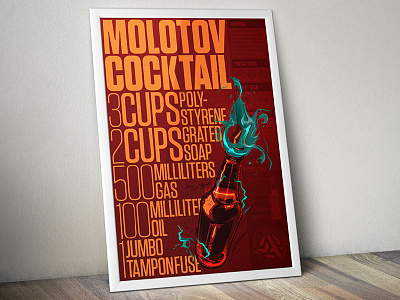 Molotov Cocktail Recipe anarchist anarchy cookbook guerrilla illustration molotov molotov cocktail poster recipe