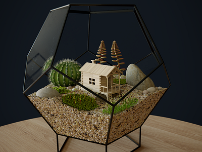 Terrarium 3d model challenge cube plane primitives sphere