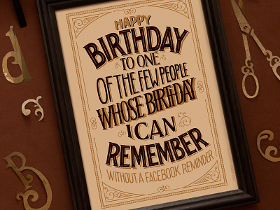 Birthday card birthday design graphic design hand drawn illustration lettering postcard typography victorian vintage