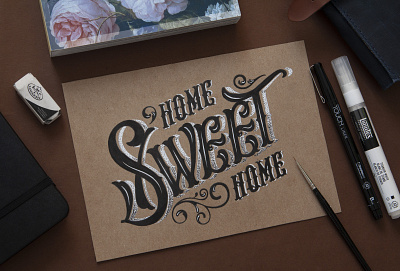 Home sweet home craft design hand drawn illustration instagram lettering typography victorian vintage