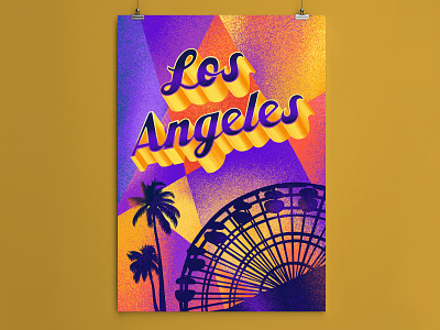 Los Angeles card design hand drawn illustration instagram instagram challenge lettering poster art procreate typography vintage