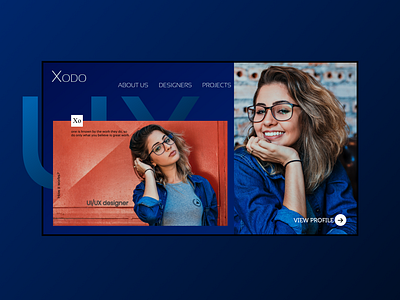 Portfolio site blue girl landingpage minimal uiux website