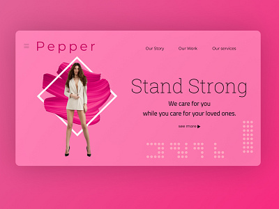 Pepper elegant fonts glass landingpage minimal modern pepper pink website