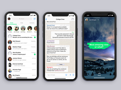 WhatsApp Re-design Concept chat app concept facebook instagram messaging app mobile app re design redesign redesign concept rework scroll animation stories whatsapp whatsapp redesign