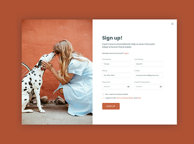 Daily UI #001 Sign Up page adoption daily ui 001 dailyui sign up sign up form ui web