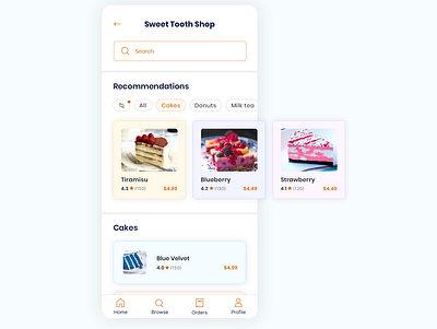 Daily UI #012 E-Commerce Shop 012 cake shop daily ui daily ui 012 dailyui dailyui 012 e commerce e commerce shop mobile app