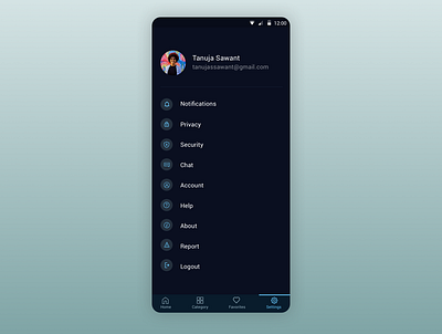 Daily UI #007 Settings daily ui 007 dailyui dailyui 007 dark theme mobile mobile app settings