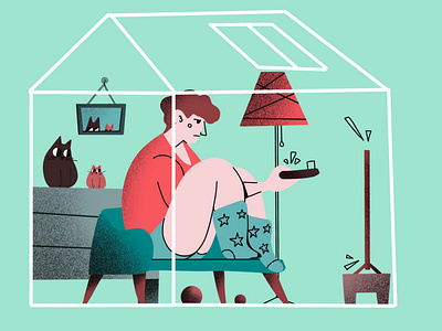 Moody art cat drawing home illustration lazy mood moody procreate procreate art quarantine stayhome tv tv show
