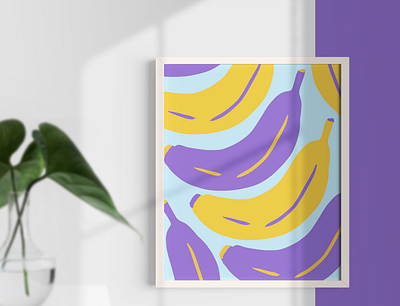 Banana banana color frame fruit illustration pattern procreate purple yellow