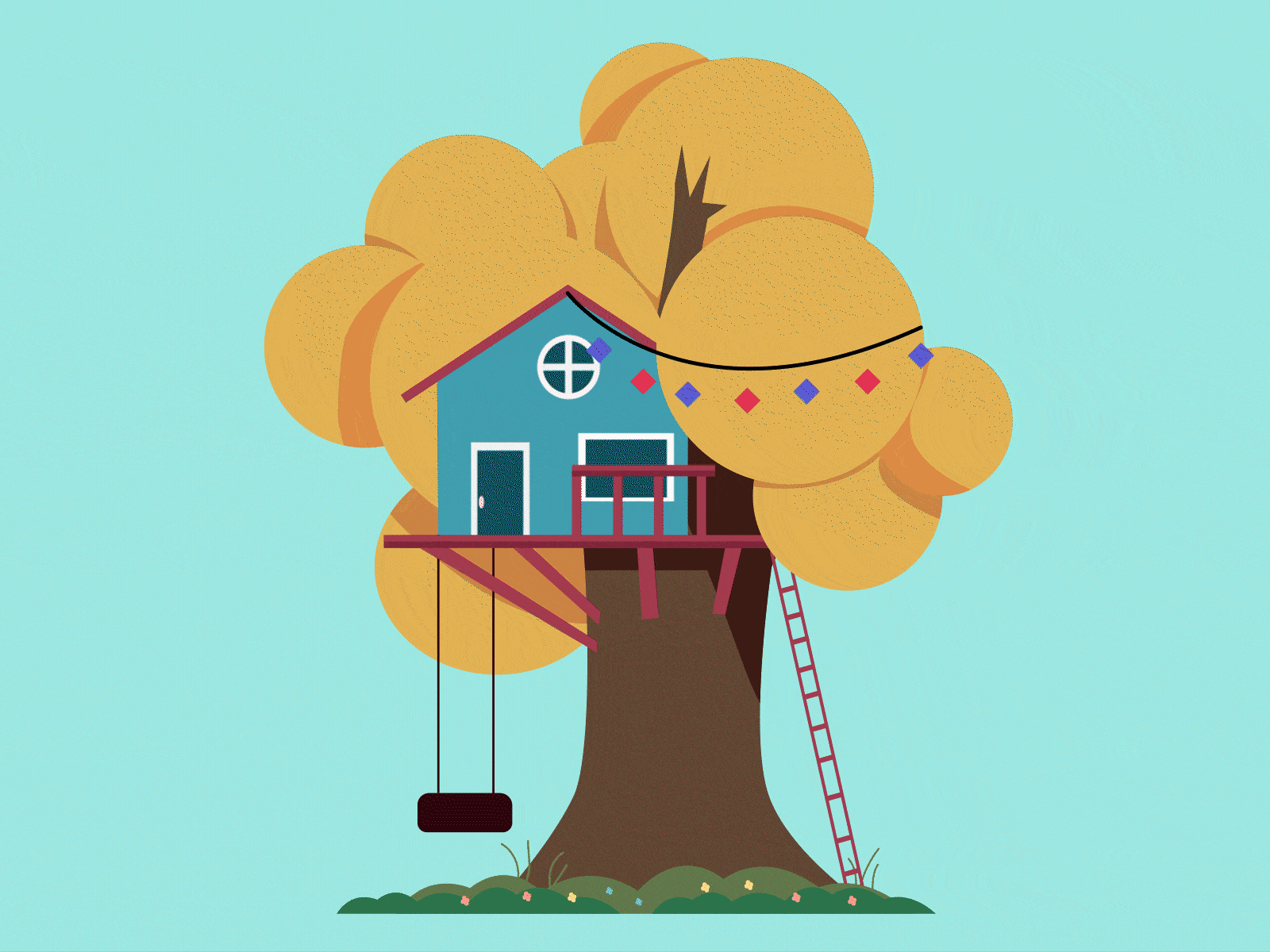 Treehouse aftereffects animated gif animation animation 2d art gif home house illustration illustrator illustrator design quarantine tree treehouse