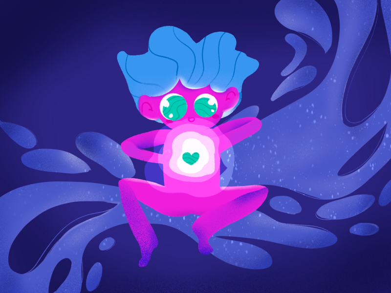 Some kurzgesagt influence purple kid cosmos heart universe drawing color procreate illustration