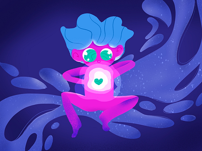 Some kurzgesagt influence color cosmos drawing heart illustration kid procreate purple universe