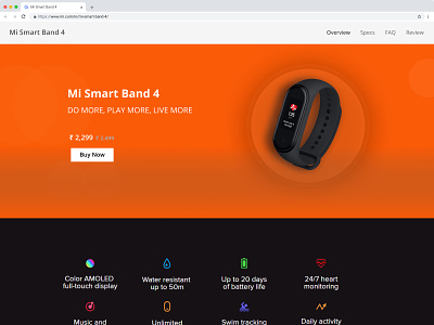 Mi Smart Band 4 Landing Page UI 2020 trend landing page ui latest ui ux