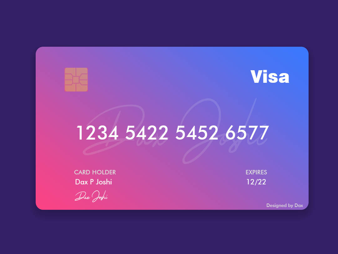 Visa Credit Card Design by Dx Joshi on Dribbble
