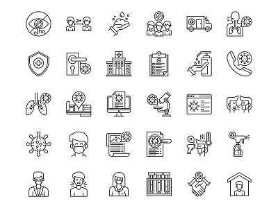 Virus Transmission Icons Set collection corona covid 19 covid 19 icon icon a day icon set icons illustration line outline pixel perfect user interface virus