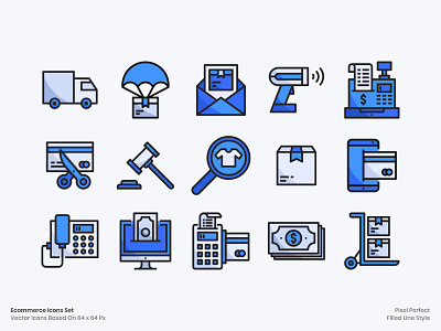 Ecommerce Icons Set app ecommerce filled line icon a day icon design iconography icons set illustration online shopping outline color ui icon user interface vector web