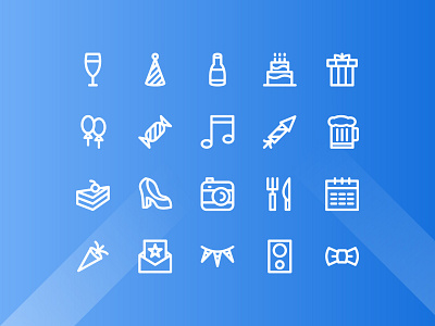 Party Icons - Line Style app branding camera design graphic design icon icon app icon artwork icon bundle icon set identity logo minimalist modern party ui user interface ux web wine