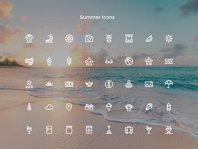 Summer Icons beach button experience icon a day icon app icon bundle icon set icon sets interface summer summer icons sun sun logo symbol ui ui ux user vacation web
