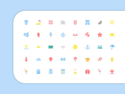 Summer Icon (Flat Style) beach design graphic icon icon a day icon app icon bundle icon set icon sets landing page modern sea summer ui uiuxdesign user interface user interface experience vector web