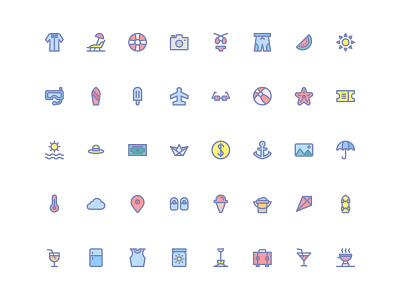 Summer Icons (Filled Line)