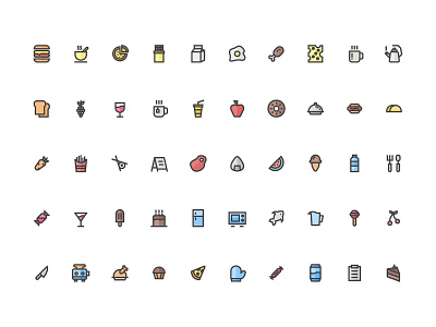 Food and Beverages Icons app brand branding button design graphic design icon icon a day icon app icon bundle icon set logo minimalist modern symbol ui user interface ux vector web