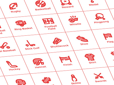 Sports Icons (Red Filled Line) app button design graphic design icon icon a day icon app icon bundle icon set iconography modern red filled line sport sports symbol ui user experience user interface ux vector