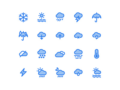 Freebie Weather Icons (Blue Filled Line)