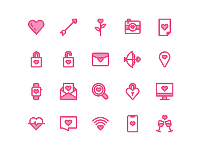Romance Icons button engagement engineering filled line filled outline flat icon icon icon a day icon app icon bundle icon set love modern pink romance symbol ui ux vector web