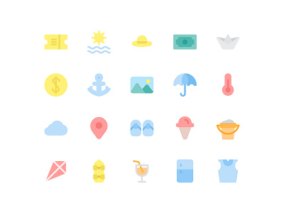 Summer (Flat) beach flat icon holiday ice cream icon bundle icon set icongraphy location sea summer vacation
