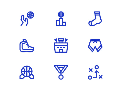 Basketball Icons basket ball basketball blue button graphic design icon icon a day icon app icon bundle icon set icons line minimalist outline sport sports symbol ui user interface ux