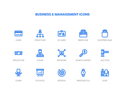 Business & Management Icons blue business filled line graphic design icon icon a day icon app icon bundle icon pack icon set icongraphy management minimalist modern outline ui ux vector web website