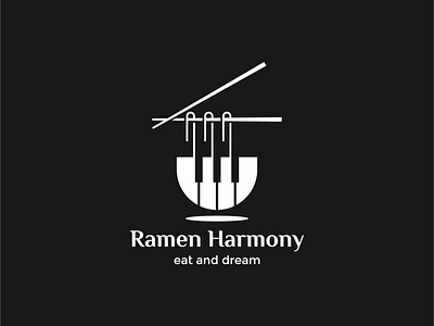 Ramen Harmony Logo Concept for sale app beverages brand identity branding design system dual meaning exploration food icon japan logo logo for sale logofolio logomark music piano restaurant symbol tokyo vector
