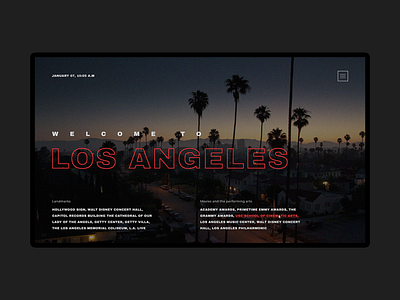 Homepage of the information site about Los Angeles color concept creative design homepage inteface losangeles typography ui ux web website
