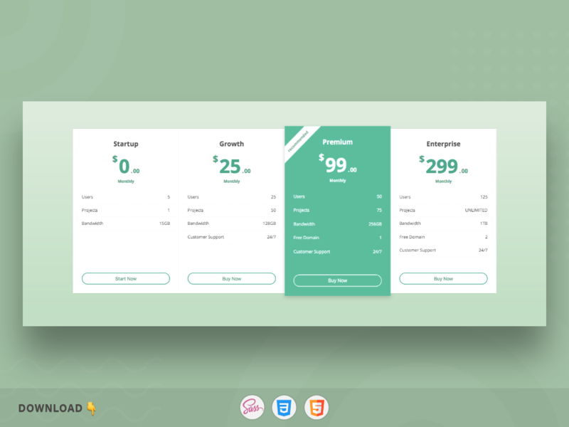 Responsive Pricing Table Designs, Themes, Templates And Downloadable ...