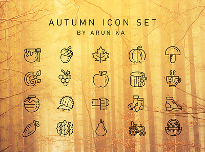 AUTUMN ARUNIKA - OUTLINE STYLE autumn design icon portfolio season vector