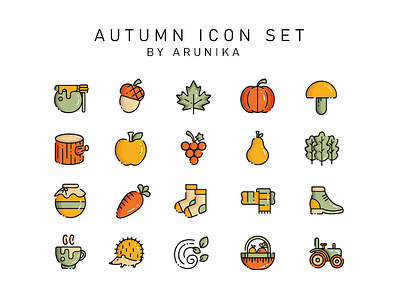 AUTUMN ICON SET (Filled Outline) by ARUNIKA autumn design icon portfolio season