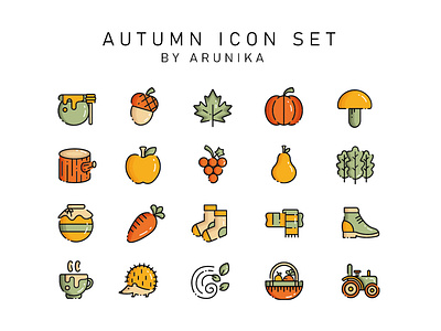 AUTUMN ICON SET (Filled Outline) by ARUNIKA
