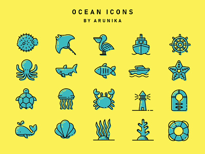 Ocean Filled Outline Icons