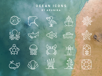 Ocean Icons boat fish icon lighthouse marine ocean portfolio sea sea creature ship vector