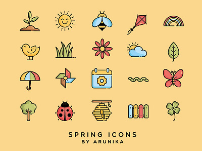 Spring Season Icons by ARUNIKA design icon portfolio season spring vector weather