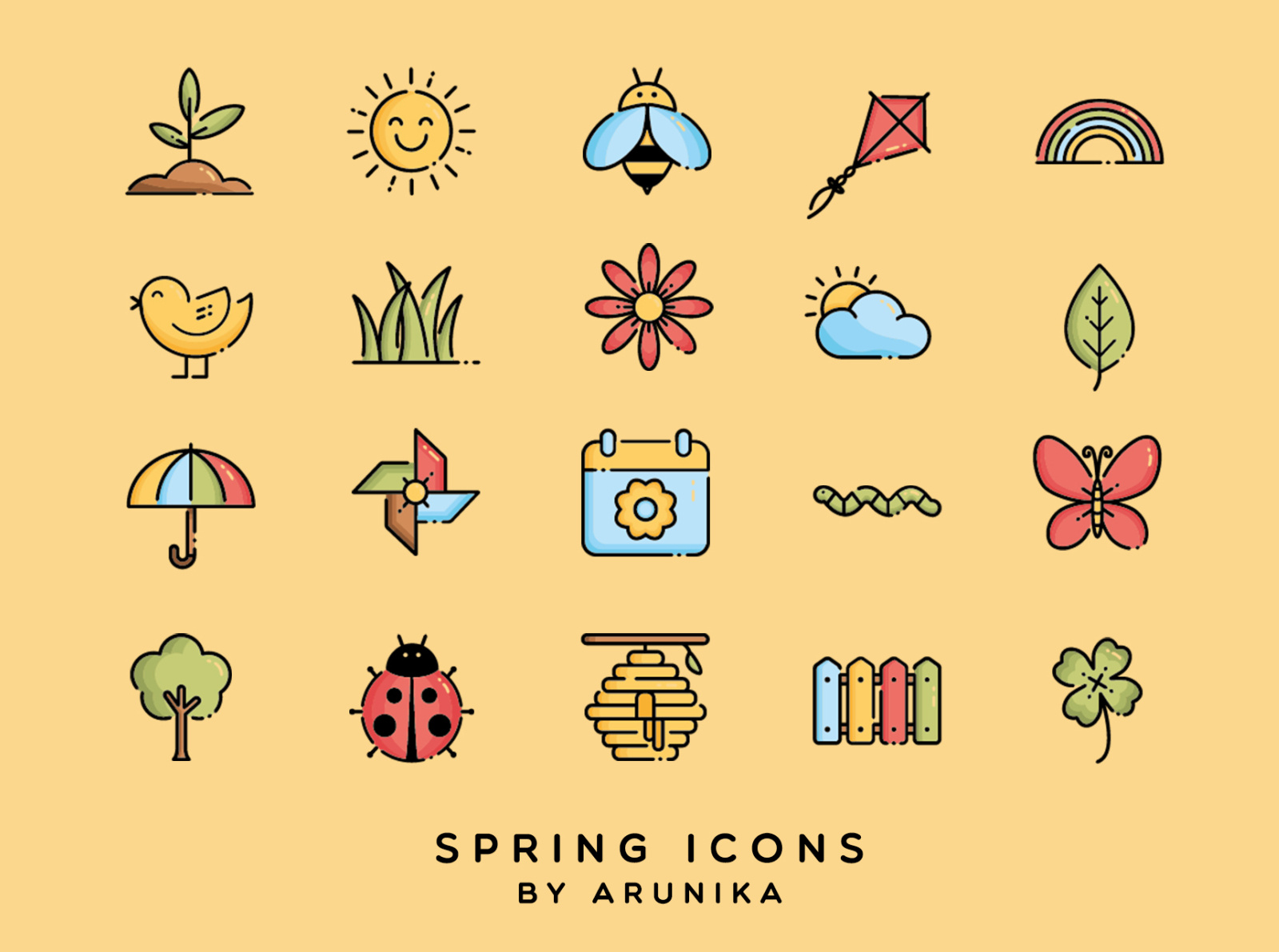 Spring Season Icons by ARUNIKA by Arunika on Dribbble