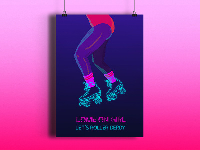 Let's Roller Derby! 8 march brush day derby girl illustration illustrator international womens day neon photoshop roller roller derby vectors woman