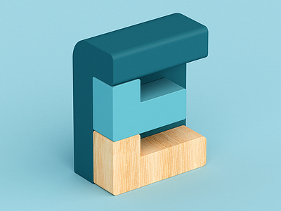 E 36 days of type 3d abstract c4d design isometric letter plastic wood