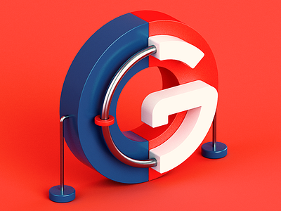 G 36 days of type 3d abstract c4d color isometric letter metal plastic