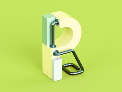 R 36 days of type 3d abstract c4d color isometric letter metal