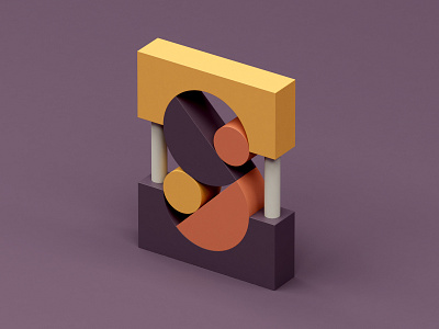 S 36 days of type 3d abstract c4d color design isometric letter plastic