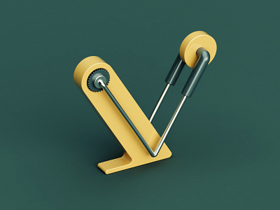 V 36 days of type 3d abstract c4d color design green isometric letter metal plastic
