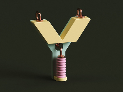 Y 36 days of type 3d abstract c4d color copper design isometric letter metal plastic