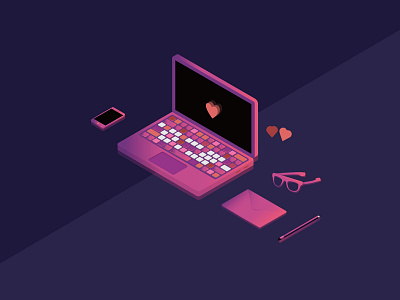 Isometric Laptop Scene